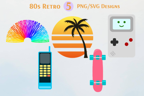 80s Retro Nostalgia Clipart That Brings the Neon Decade Back