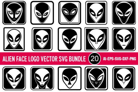 Alien Face Logo Vector SVG Bundle