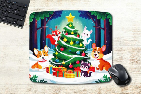 Animals Christmas Tree Mousepad for a Festive Desk