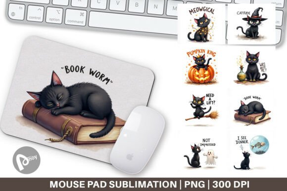 Black Cat Mouse Pad PNG: Infuse Your Workspace with Magic and Comfort