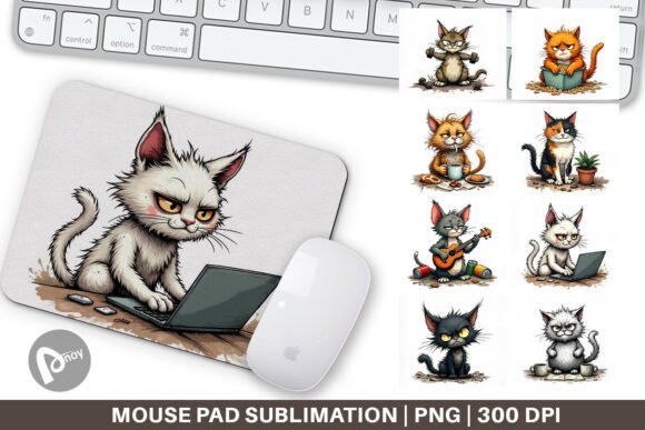 Cat Chaos: Sublimation Mouse Pad Design