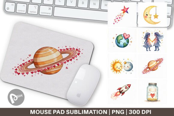 Cosmic Love Watercolor Mouse Pad