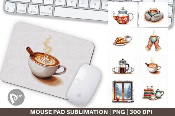 Cozy Winter Cafe Mouse Pad