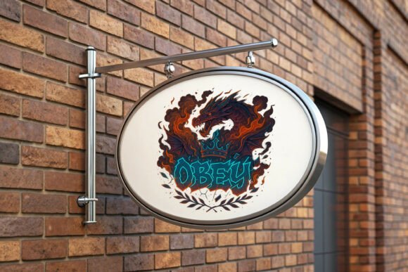 Fiery Dragon with Crown and Obey: How Graffiti Art and Mythical Power Redefine Modern Fantasy Design