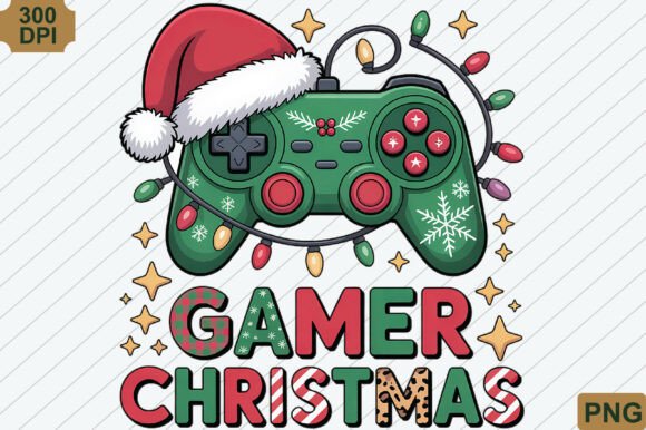 Gamer Christmas Game Controller PNG: A Festive Design Asset for Holiday Creatives