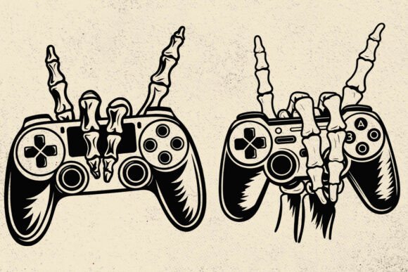 Gamer Skeleton SVG and Skeleton Hand Gamer for Digital Crafting