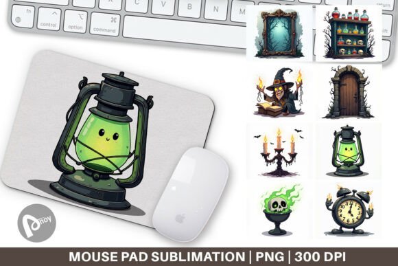Gothic Haunted Objects Mouse Pad: Dark Design Assets