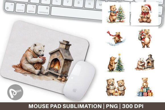 Mouse Pad Cozy Christmas Bears