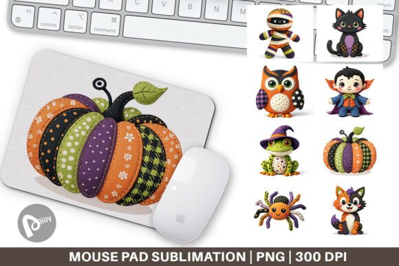 Mouse Pad Patchwork Halloween Plushies