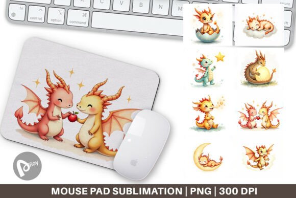 Pastel Dreamy Dragons Mouse Pad: Fantasy Meets Function