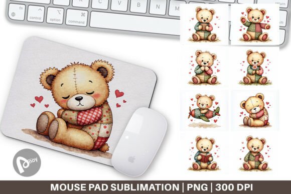 Patchwork Bear Mouse Pad for Creative Desk Setup