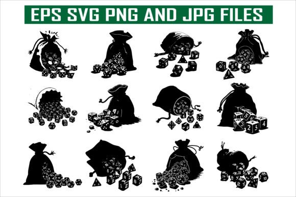 Polyhedral Dice Shapes Silhouette: A Versatile Asset for Creatives, Gamers, and Designers