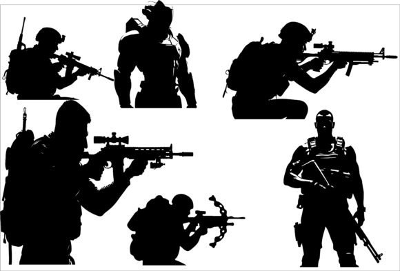 Tactical Soldier Sci-Fi Warrior 14: Precision Silhouettes for Modern Design