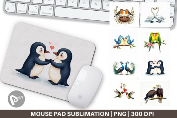 Watercolor Avian Romance Mouse Pad for Everyday Comfort
