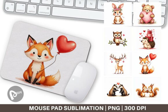 Whimsical Valentine Woodland Mouse Pad