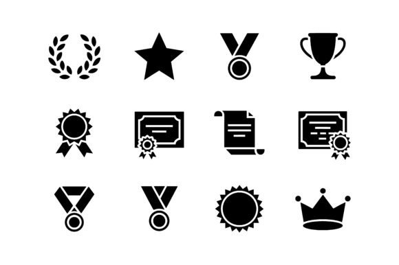 Winner Award Symbol Icon Set EPS for Celebrating Success