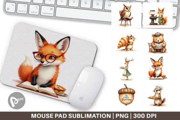 Woodland Animal Cafe Sublimation Mouse Pad: Where Forest Whimsy Meets Desktop Function
